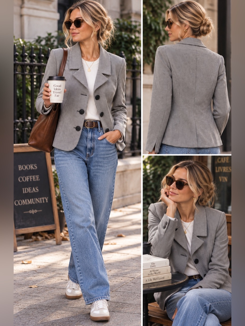 TanJay Grey Notch-Collar Tailored Blazer